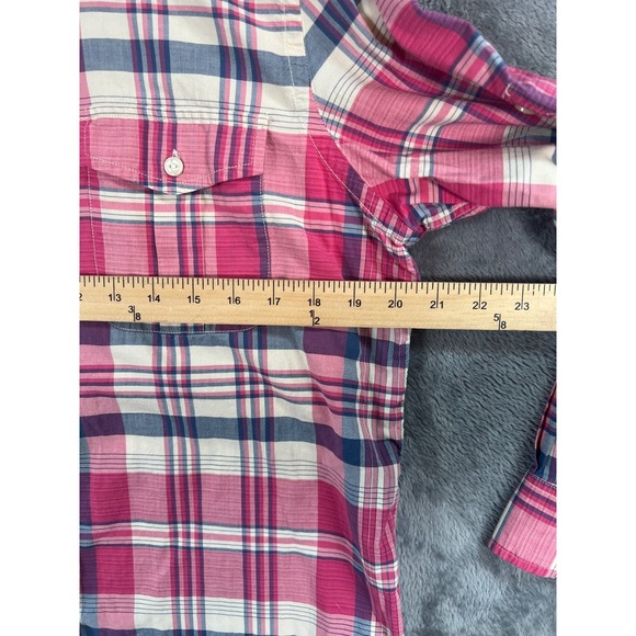 Lauren Ralph Lauren Shirt Womens Large Pink Multicolor Madras Plaid - Picture 4 of 8